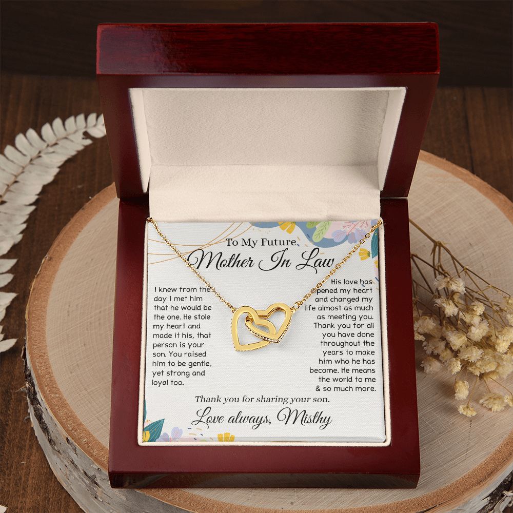 To My Future Mother In Law Necklace, Thoughtful Gift For Future Mother In Law, Wedding Gifts Mother In Law, Personalized Gift for Mother-In-Law, Wedding Gift Bride Groom To MIL Interlocking Hearts Necklace