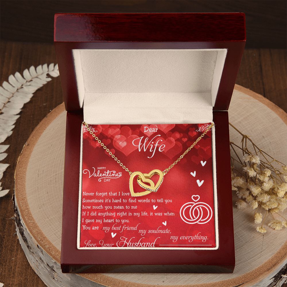 To My Wife Necklace, Wedding Anniversary Jewelry For Women, Necklace For Wife from Husband, Gift For Wife Birthday Gifts From Husband Necklace, Jewelry With Message Card In A Gift Box4 Interlocking Hearts Necklace