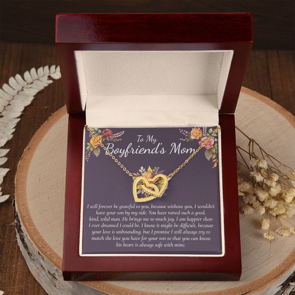 Sterling Silver Necklace for Women with Cubic Zirconia for Boyfriend's Mom Daugterin Law To My Mother in Law Necklace  Gift on Birthday Mother's Day Wedding Christmas Pendant Interlocking Hearts Necklace