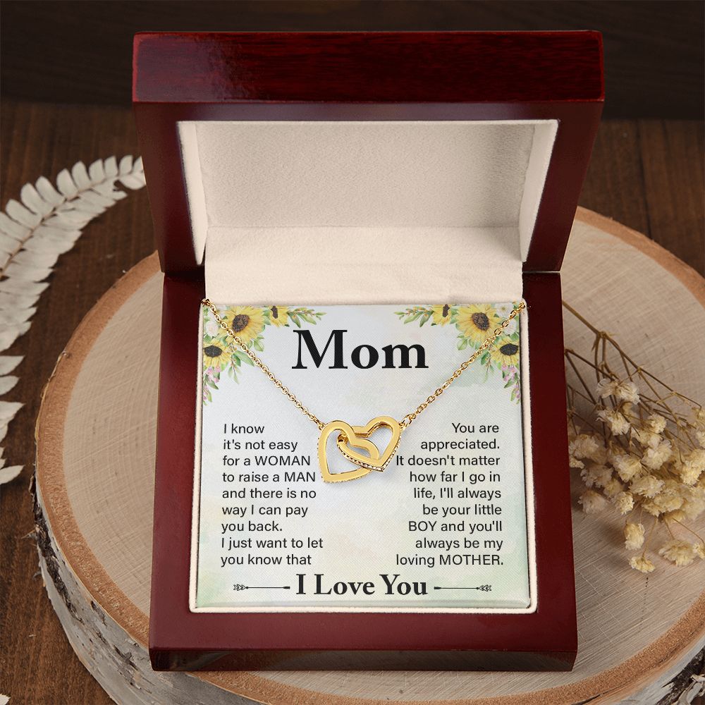 To My Mom Necklace, Gift For Mom, Mother's Day Gift from Daughter, Mom Jewelry Gift for Mothers Day, Birthday Gift for Mother, Moms Gift from Daughter Son, Necklace for Mom Mother 20 Interlocking Hearts Necklace