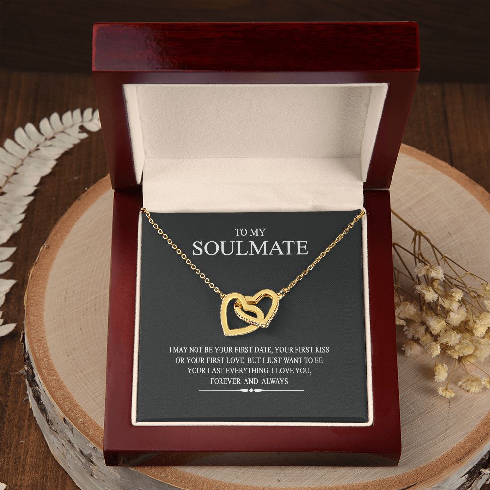To My Soulmate Wife Girl Your Last Everything Interlocking Necklace Pendant Interlocking Hearts Necklace