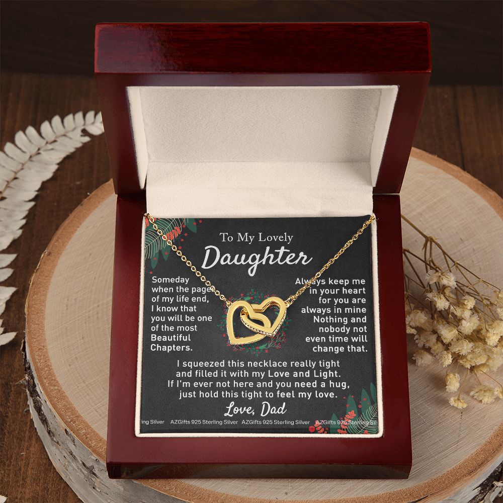 To My Daughter Necklace from Dad Father to Daughter Necklace for Daughter Gift for Daughter Wedding Gift Daughter Jewelry for Daughter Present for Christmas Birthday Gift Interlocking Hearts Necklace