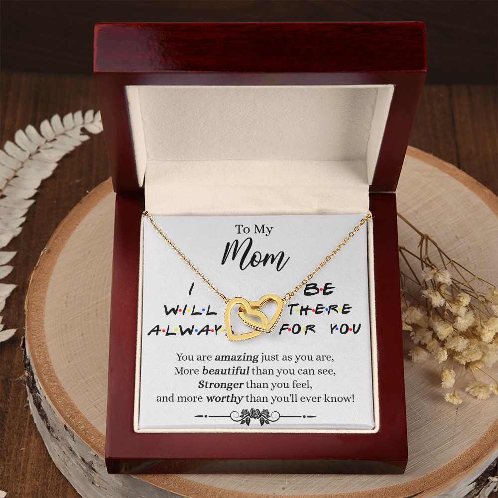 Mother Daughter Necklace Gifts For Mom Birthday Christmas Mothers Day Present To My Mom Jewelry Pendant Message Card Gift Box Interlocking Hearts Necklace