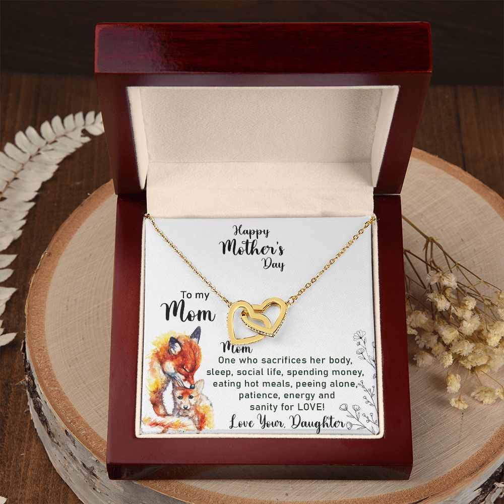 Mom Necklace Gifts for Mom from Daughter to Mom Gifts for Mothers Day from Daughter, To My Mom Necklace from Daughter to Mom Birthday Gifts Necklace with Message Card and Gift Box2223 Interlocking Hearts Necklace