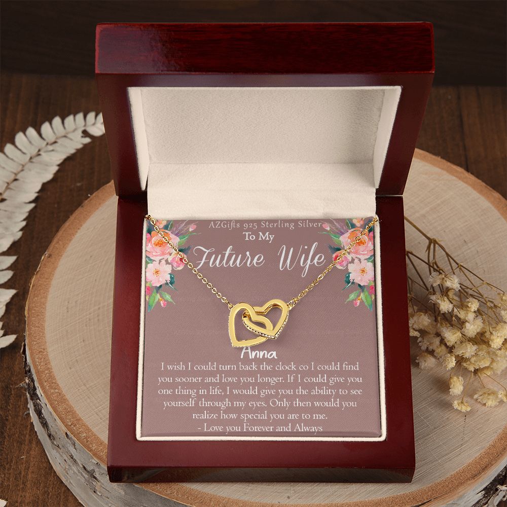 To My Future Wife Necklace from Future Husband Boyfriend Gift for Girlfriend Personalized Necklace Gift for Girlfriend Pendant Jewelry for Fiance Romantic Gifts For Her Interlocking Hearts Necklace