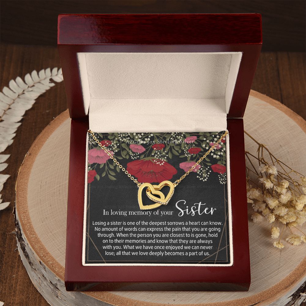 In Loving Memory of Your Sister Necklace Grief Gifts for Grieving Gift for Memorial Pendant Necklace Gifts for Remembrance Gifts for Bereavement Gifts Sorry for Your Loss 301 Interlocking Hearts Necklace
