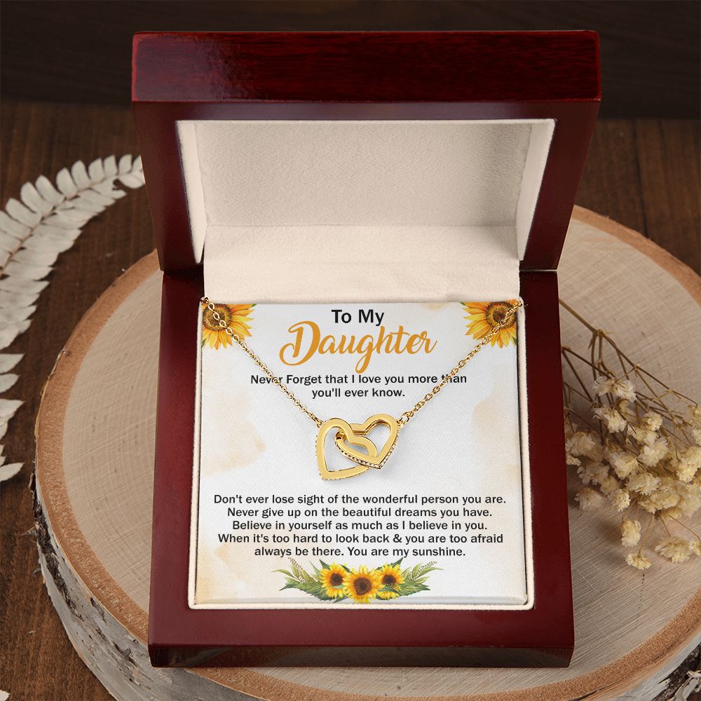 Mother Daughter Gift Ideas, To My Daughter Gift Necklace from Mom, Jewelry Pendant Present for Daughter, Birthday Christmas Gift Graduation Gifts for Daughters, Mother and Daughter Necklace 29 Interlocking Hearts Necklace