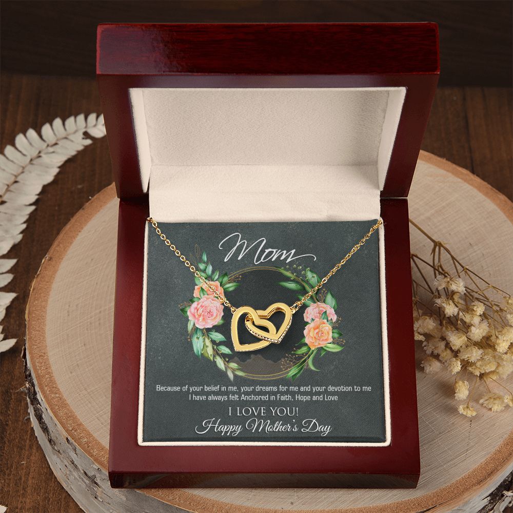 To My Mom Flower Necklace Pendant Gift From Daughter Your Belief In Me With Message Card Gift For Mom Interlocking Hearts Necklace