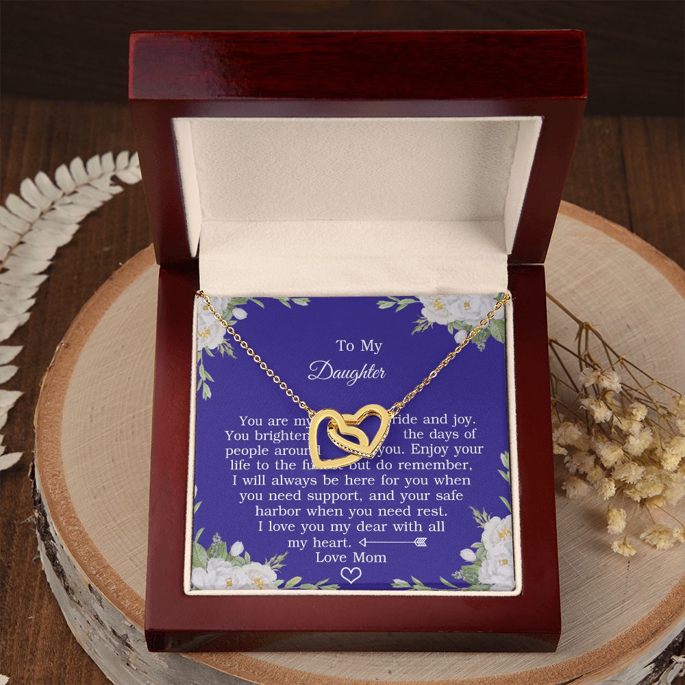Mother Daughter Gift Ideas, To My Daughter Gift Necklace from Mom, Jewelry Pendant Present for Daughter, Birthday Christmas Gift Graduation Gifts for Daughters, Mother and Daughter Necklace 2137 Interlocking Hearts Necklace