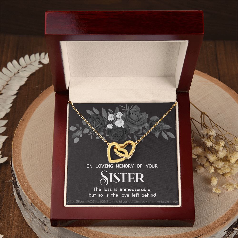 In Memory Of Your Sister, Sympathy Gift Loss Of Sister, Sympathy Gift Box, Loss Of Sister Necklace, Loss Of Sister, Loss Of A Sister Interlocking Hearts Necklace