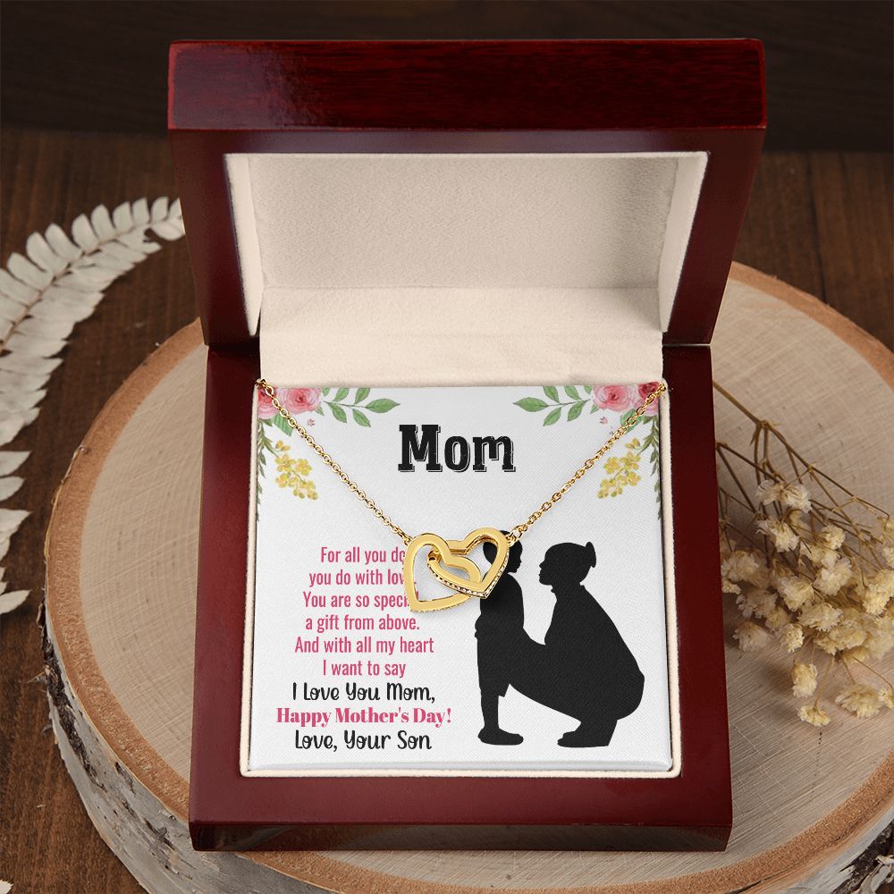 To My Mom Necklace, Gift For Mom, Mother's Day Gift from Daughter, Mom Jewelry Gift for Mothers Day, Birthday Gift for Mother, Moms Gift from Daughter Son, Necklace for Mom Mother22 Interlocking Hearts Necklace