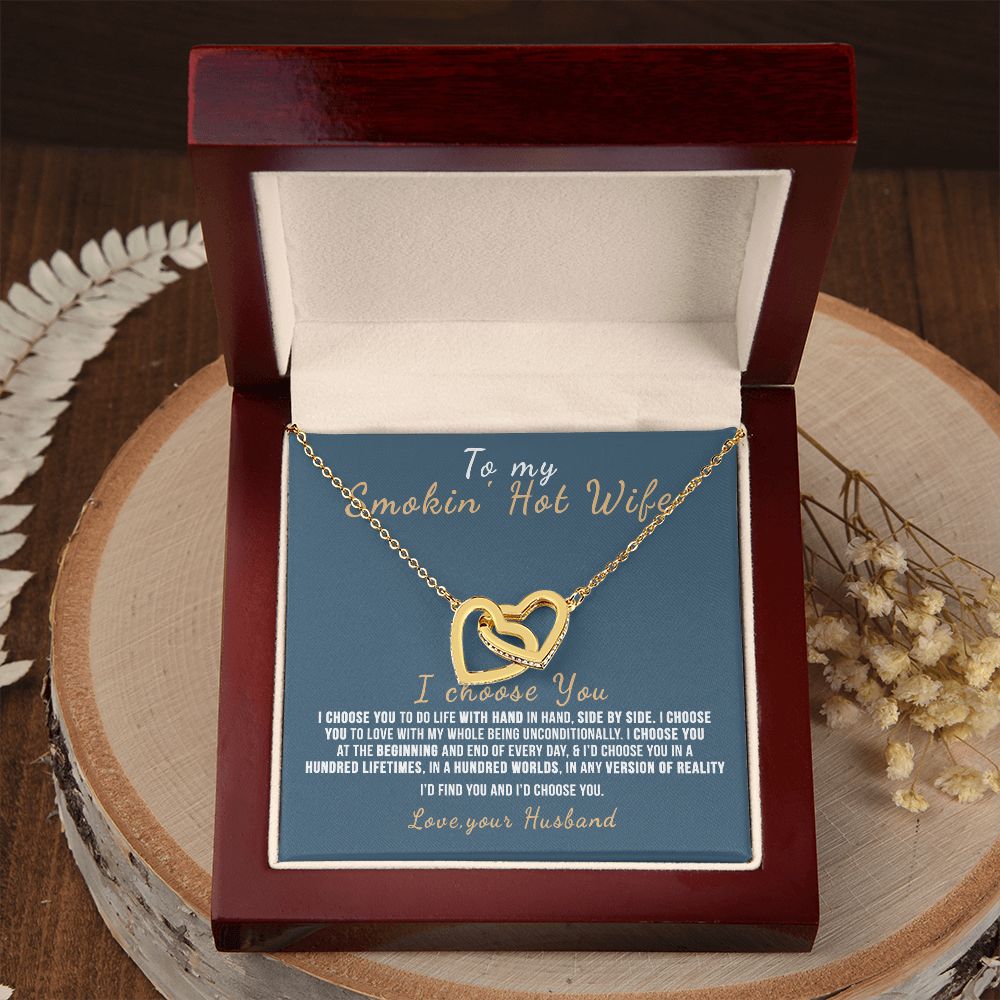 To My Wife Necklace from Husband, Personalized Necklace for Women, Luxury Necklace for Wife from Man Men, Wedding Anniversary Present For Wife, Beautiful Wife Jewelry Christmas Birthday Gift For Wife12 Interlocking Hearts Necklace