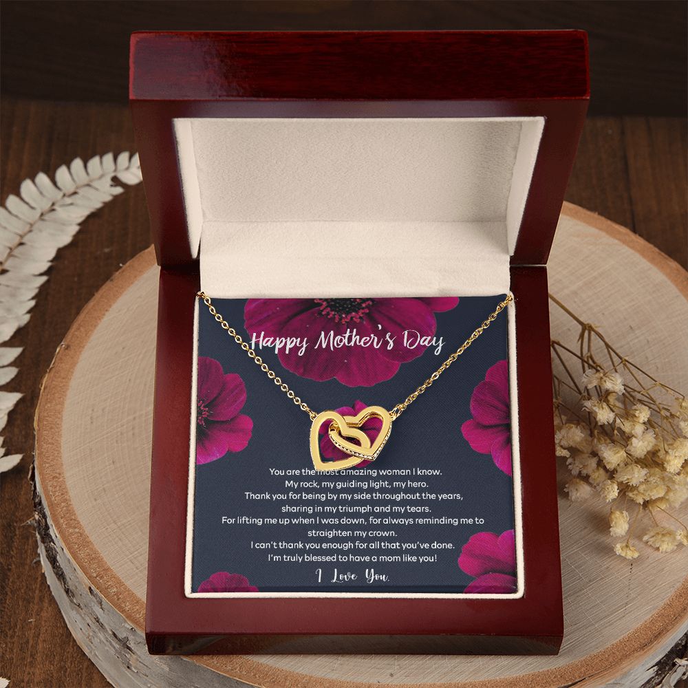 Mom Necklace Gifts for Mom from Daughter to Mom Gifts for Mothers Day from Daughter, To My Mom Necklace from Daughter to Mom Birthday Gifts Necklace with Message Card and Gift Box2235 Interlocking Hearts Necklace