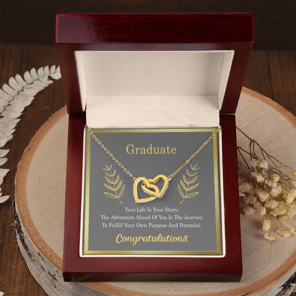 Graduation Gift For Daughter, University Graduate Gift, Graduation Gift For Her Congrats Graduation Pendants Gift For Daughter, Granddaughter, Niece, Sister Interlocking Hearts Necklace