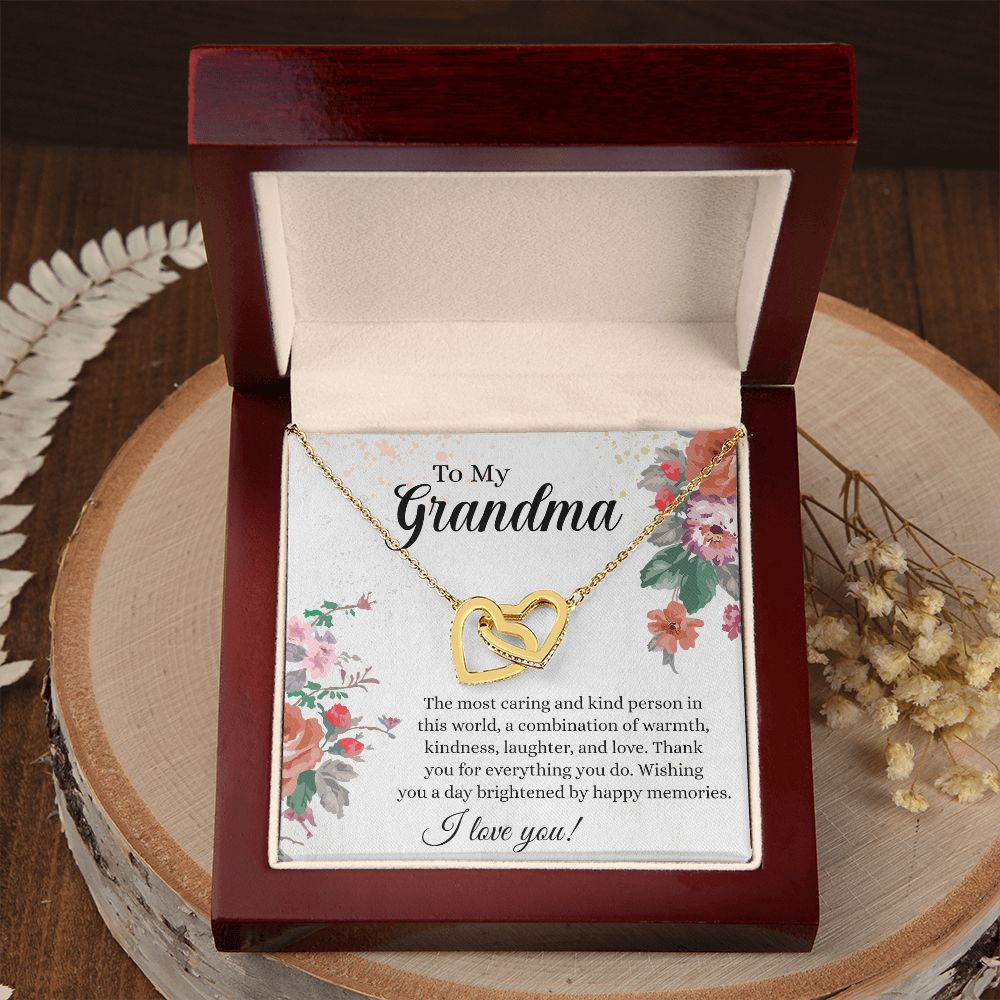To My Grandma Necklace, Gift for Grandmother Necklace, Mothers Day Gift For Grandma Nana, Grandma Jewelry From Grandchildren GrandKids , Jewelry Box Gift For Grandma Grandmother18 Interlocking Hearts Necklace