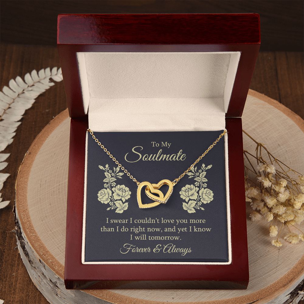 To my soulmate - I swear I couldn't love you Interlocking Hearts Necklace