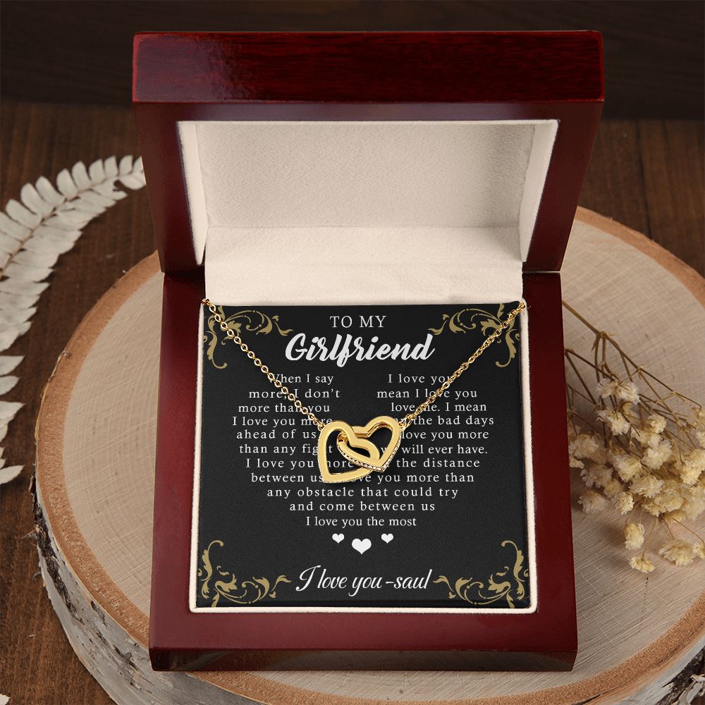 To My Girlfriend Necklace from Boyfriend, Personalized Necklace for Women, Luxury Necklace for Girlfriend, Wedding Anniversary Present For Her, Girlfriend Gift Jewelry Christmas Birthday Gift Interlocking Hearts Necklace