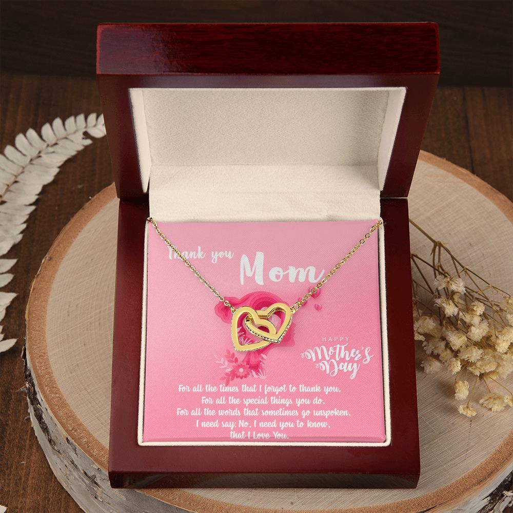 Mom Necklace Gifts for Mom from Daughter to Mom Gifts for Mothers Day from Daughter, To My Mom Necklace from Daughter to Mom Birthday Gifts Necklace with Message Card and Gift Box5 Interlocking Hearts Necklace