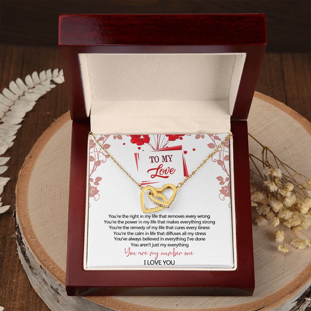 To My Love Interlocking Hearts Necklace With Box Message Card, Gift For My Love Interlocking Hearts Necklace