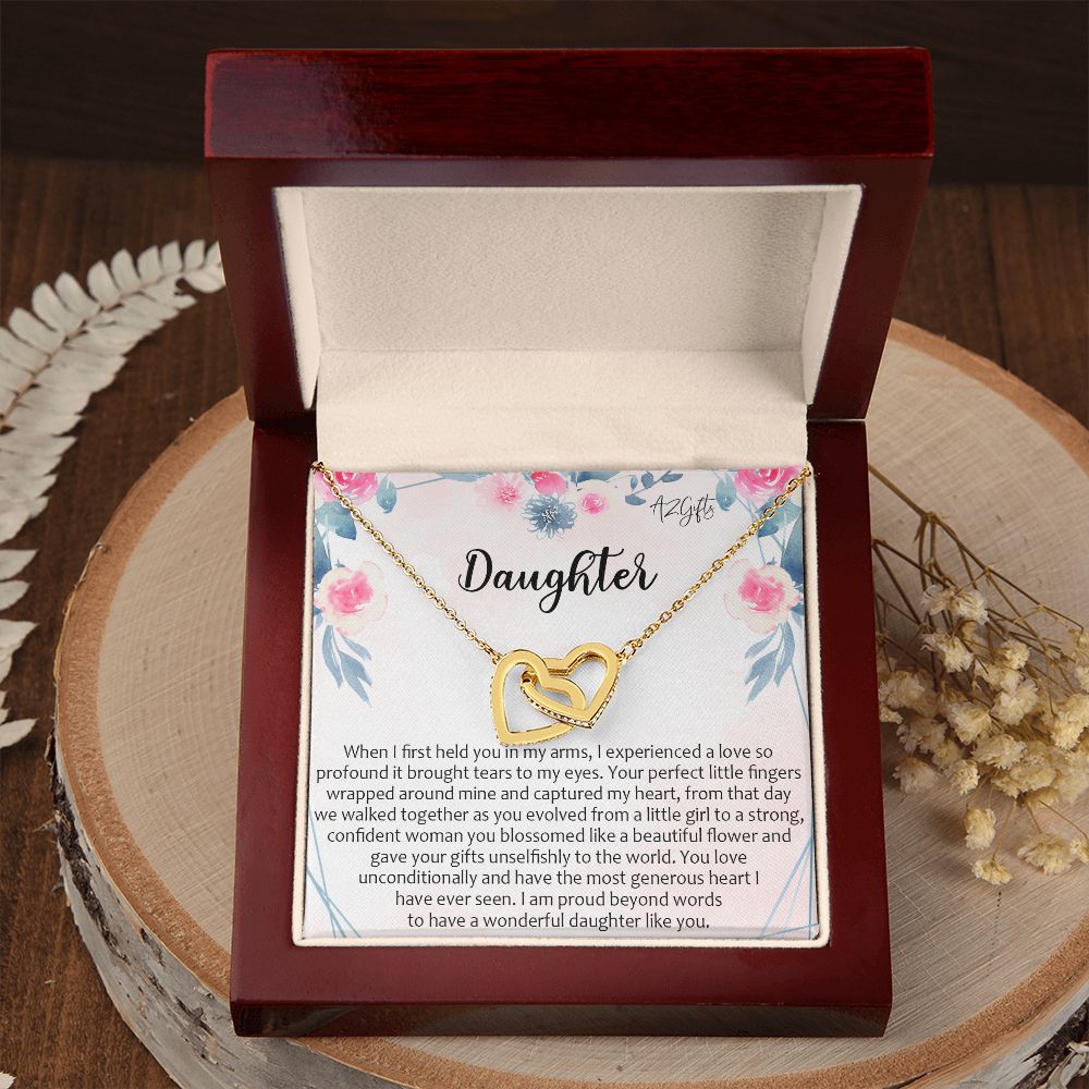 To My Daughter Gift Necklace from Mom, Mother and Daughter Necklace for Girls, Mother Daughter Gift Ideas, Jewelry Pendant Interlocking Hearts Necklace