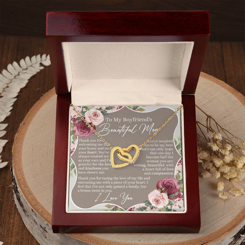 To My Boyfriend's Mom Necklace, Sentimental Gifts For Boyfriend's Mom, Necklace for Boyfriend's Mom, Thank You Gift for Boyfriend's Mom, Mothers Day Gift for Boyfriend's Mom Interlocking Hearts Necklace
