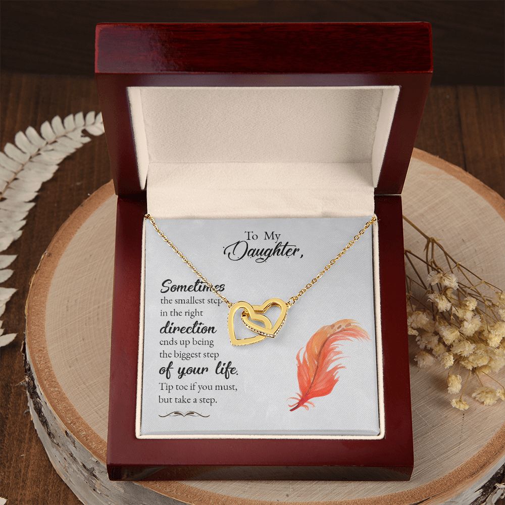 To My Daughter Necklace Pendant Gift From Mom Necklace Tip Toe If You Must With Message Card Gift Box Gift For To Daughter, Daughter In Law On Birthday Anniversary Interlocking Hearts Necklace