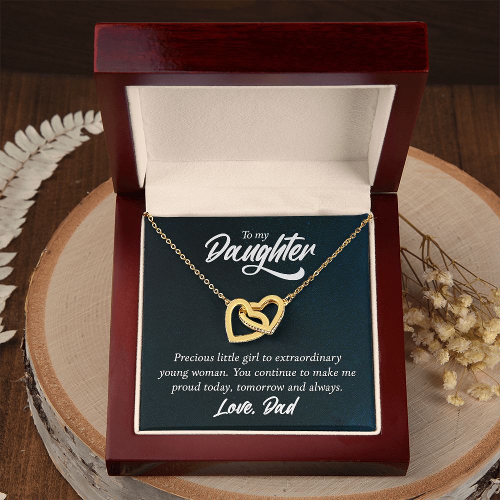 To My Daughter Necklaces Pendants - Father and Daughter Necklace - Gift from Daddy - Luxury Necklace Silver On Birthday, Anniversary - Includes Gift Box Interlocking Hearts Necklace
