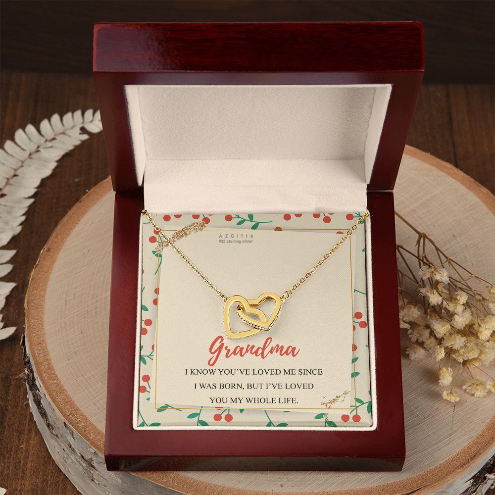 To My Grandma Necklace, Gift for Grandmother Necklace, Mothers Day Gift For Grandma Nana, Grandma Jewelry From Grandchildren GrandKids , Jewelry Box Gift For Grandma Grandmother15 Interlocking Hearts Necklace