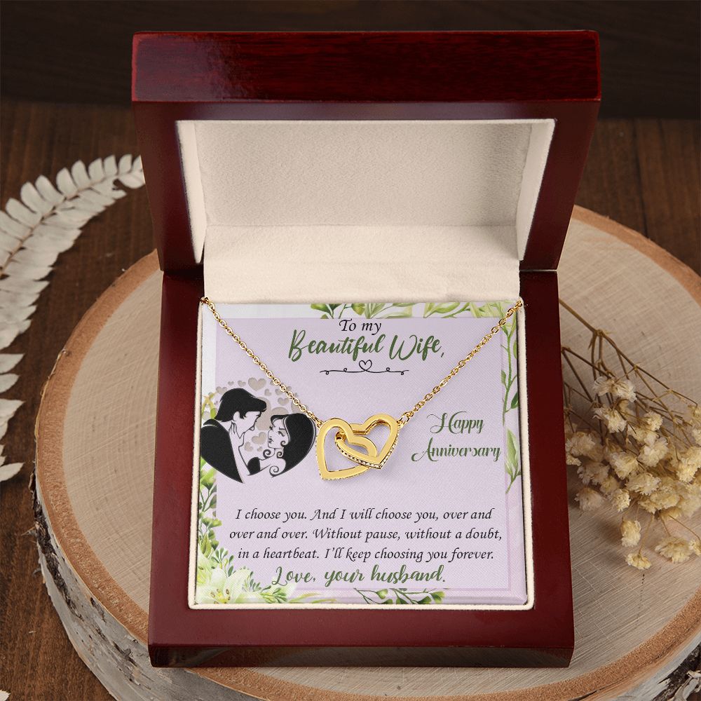 To My Beautiful Wife Necklace, Wedding Anniversary Jewelry For Women, Necklace For Wife from Husband, Gifts For Wife Birthday Gifts Necklace, Jewelry With Message Card In A Gift Box
