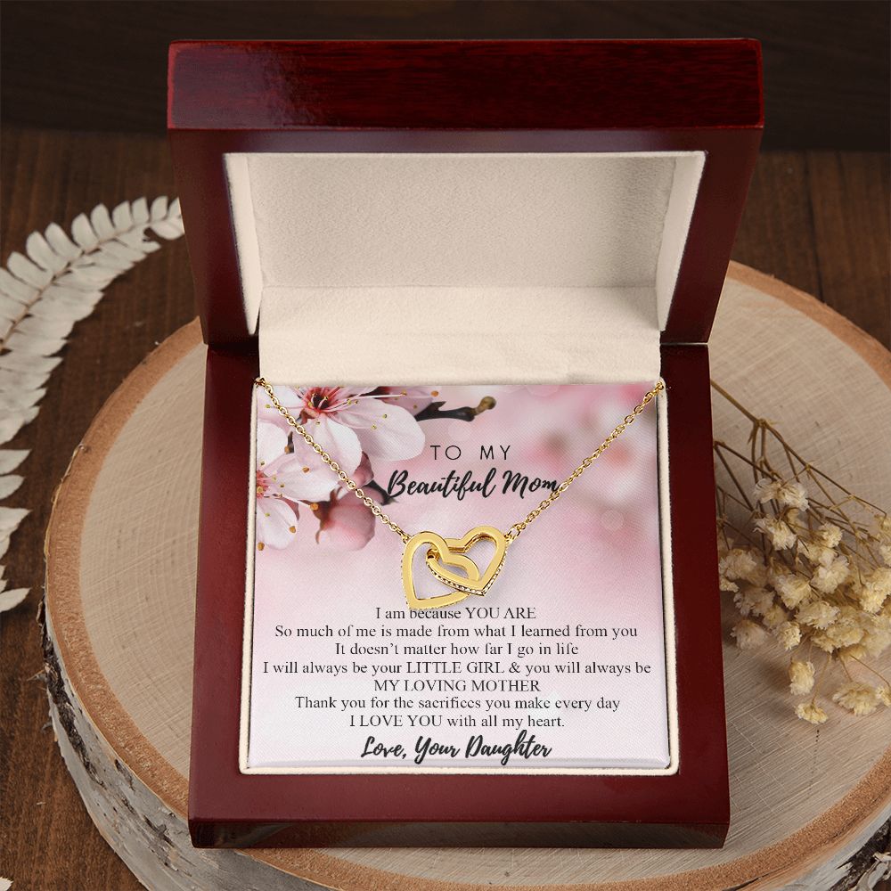 Mom Necklace Gifts for Mom from Daughter to Mom Gifts for Mothers Day from Daughter, To My Mom Necklace from Daughter to Mom Birthday Gifts Necklace with Message Card and Gift Box2246 Interlocking Hearts Necklace