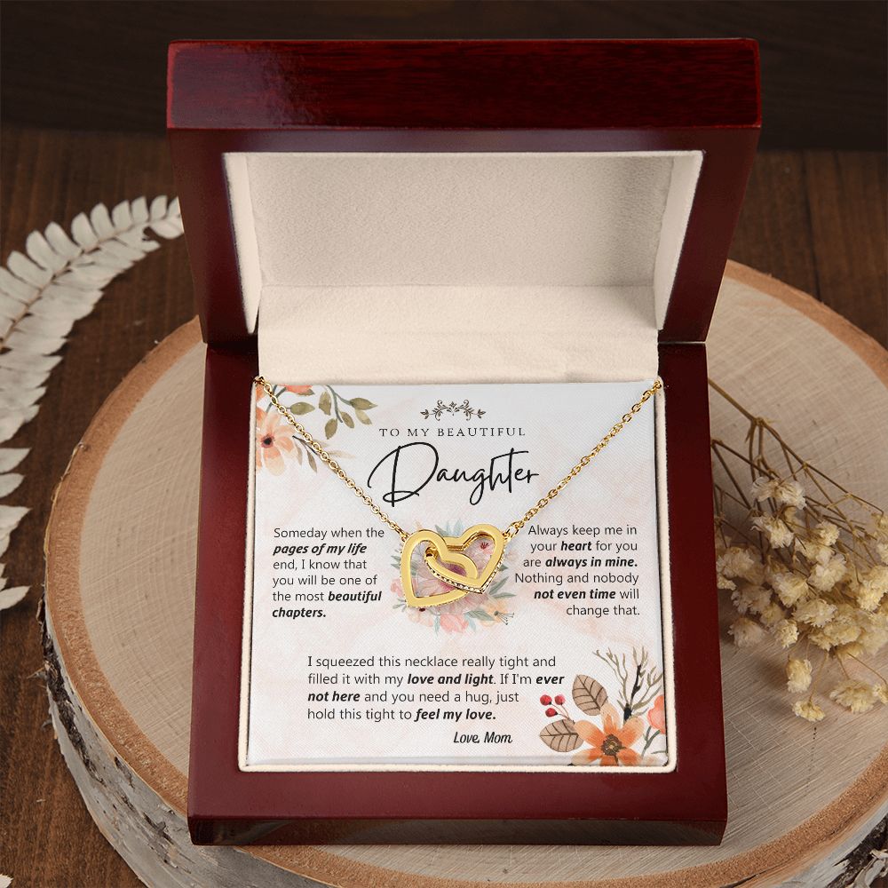 To My Beautiful Daughter Love Knot Necklace Christmas Gift For Daughter From Mom Interlocking Hearts Necklace