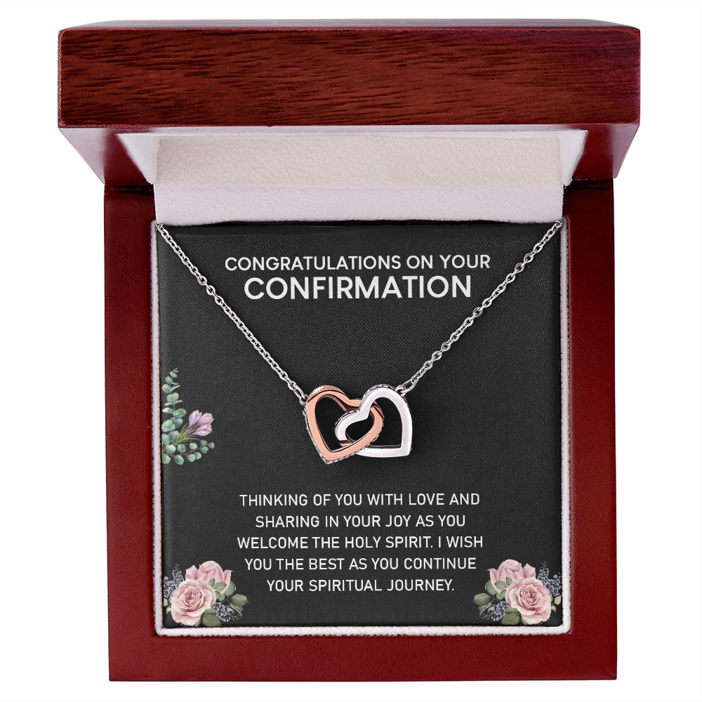 Congratulations On Your Confirmation Love Knot Necklace, Confirmation Gift Interlocking Hearts Necklace