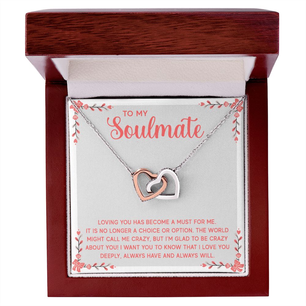 To My Soulmate Necklace for Women Birthday Christmas Jewelry Gifts For My Wife with Message Card Box Personalized Gift Present Pendant for Future Wife Soulmate Girlfriend Love 14 Interlocking Hearts Necklace