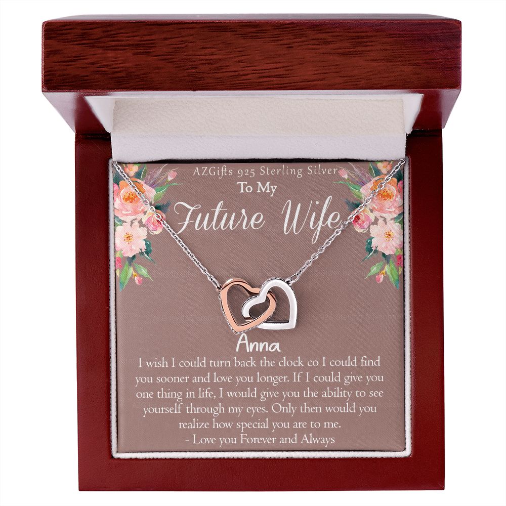 To My Future Wife Necklace from Future Husband Boyfriend Gift for Girlfriend Personalized Necklace Gift for Girlfriend Pendant Jewelry for Fiance Romantic Gifts For Her Interlocking Hearts Necklace