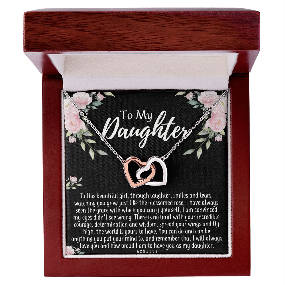 To My Daughter Gift Necklace from Mom, Mother and Daughter Necklace for Girls, Mother Daughter Gift Ideas, Jewelry Pendant For Her Interlocking Hearts Necklace