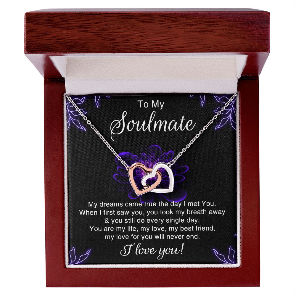To My Soulmate Necklace for Women Birthday Christmas Jewelry Gifts For My Wife with Message Card Box Personalized Gift Present Pendant for Future Wife Soulmate Girlfriend Love 7 Interlocking Hearts Necklace