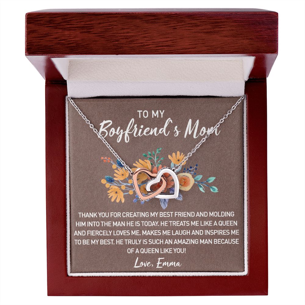 Gift for Boyfriend's Mom, Boyfriend Mom Gift, To My Boyfriends Mom's Gift, Mother's Day Gift for Boyfriends Mom, Boyfriend Mom Interlocking Hearts Necklace