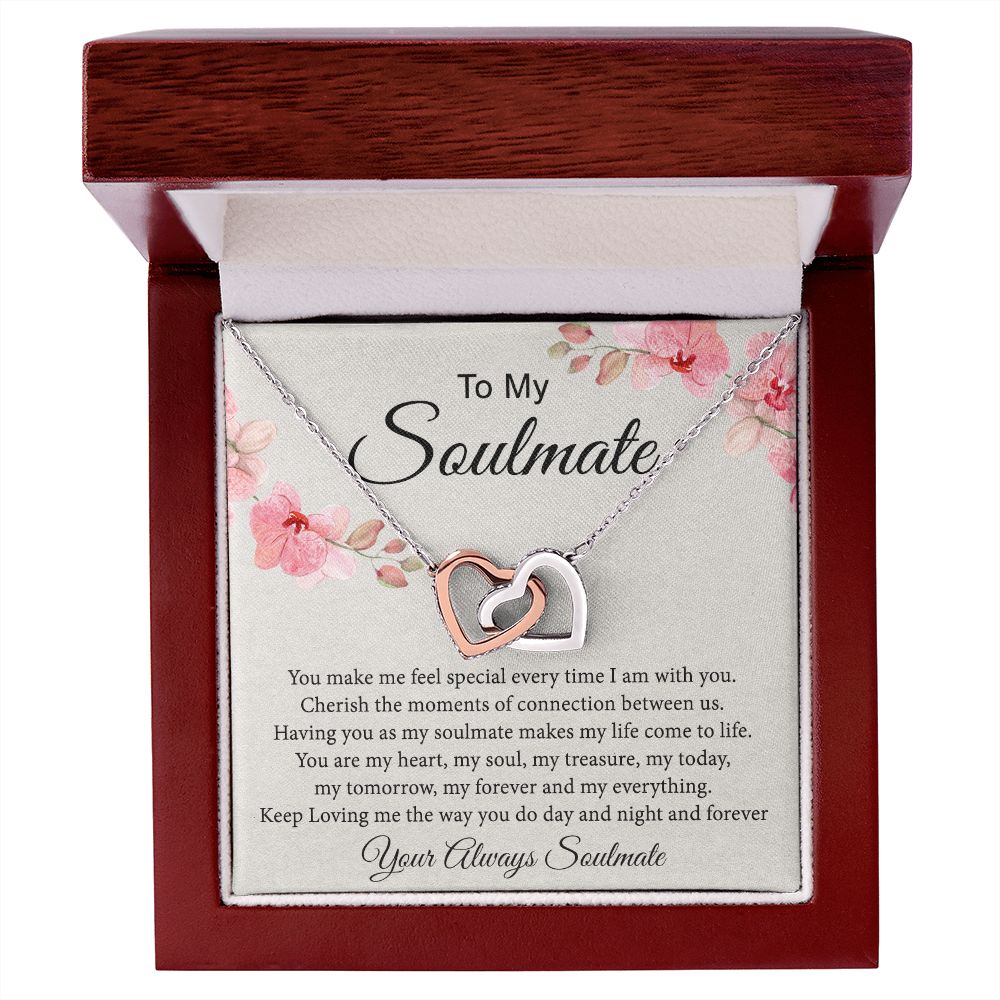 To My Soulmate Necklace for Women Birthday Christmas Jewelry Gifts For My Wife with Message Card Box Personalized Gift Present Pendant for Future Wife Soulmate Girlfriend Love 27 Interlocking Hearts Necklace