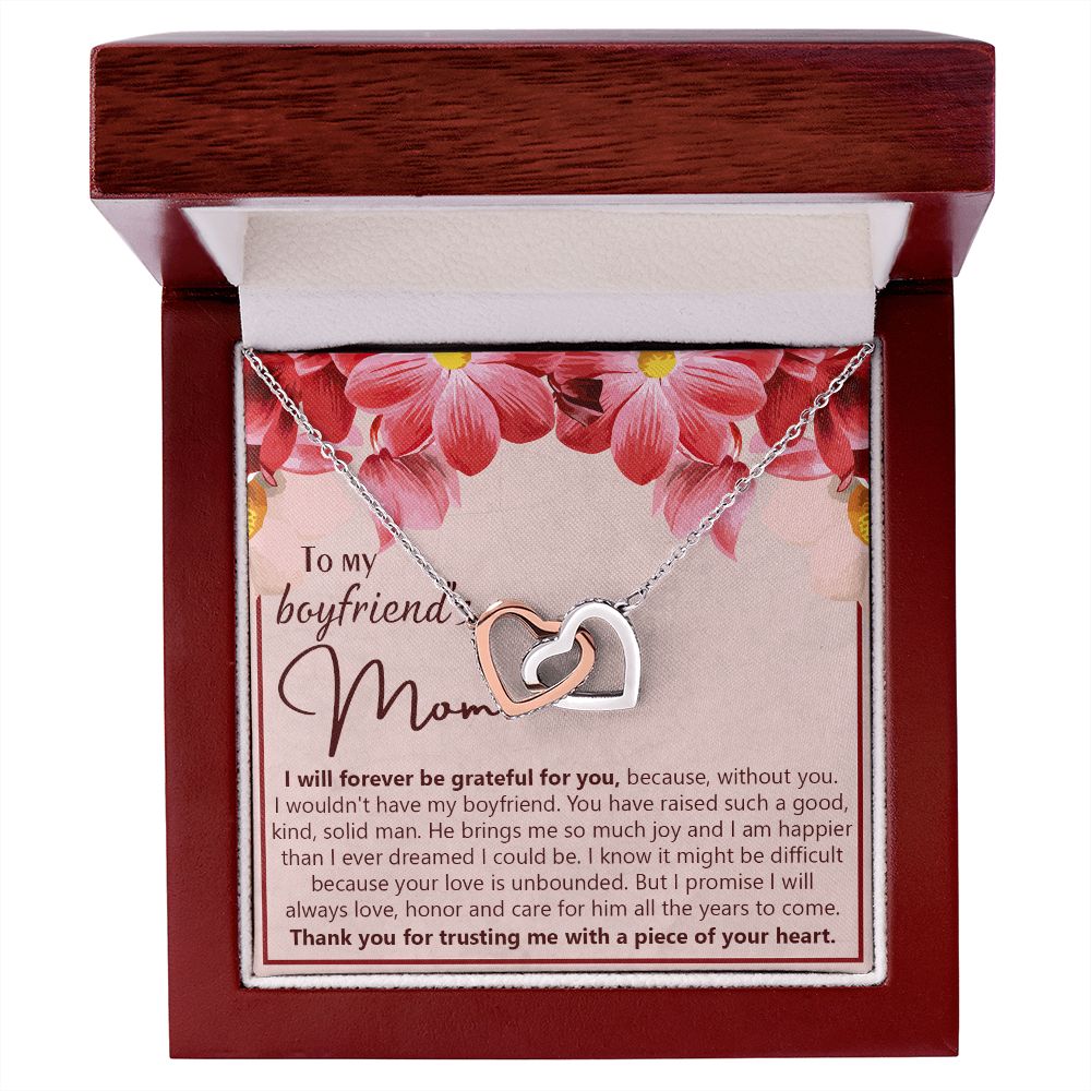 To My Boyfriend's Mom Necklace Jewelry Gift, Mother's Day Gift, Birthday Gift For Boyfriend's Mom, Boyfriend's Mom Meaningful Gift Interlocking Hearts Necklace