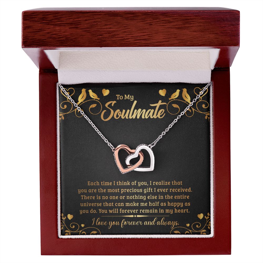 To My Soulmate Necklace for Women Birthday Christmas Jewelry Gifts For My Wife with Message Card Box Personalized Gift Present Pendant for Future Wife Soulmate Girlfriend Love 19 Interlocking Hearts Necklace