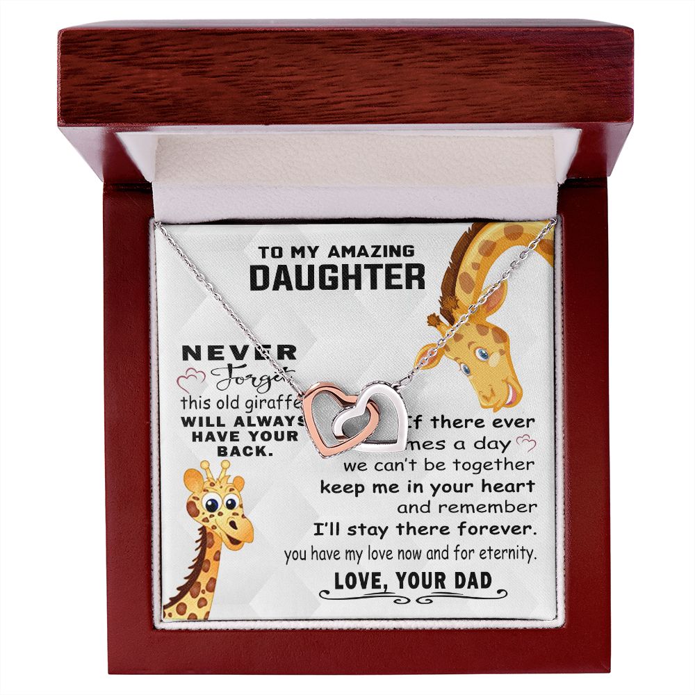 Jewelry Pendant Present for Daughter, To My Daughter Gift Necklace from Mom, Mother Daughter Gift Ideas, Birthday Christmas Gift Graduation Gifts for Daughters, Mother and Daughter Necklace 18 Interlocking Hearts Necklace