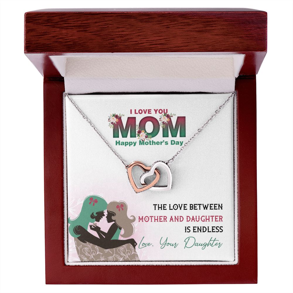Mom Necklace Gifts for Mom from Daughter to Mom Gifts for Mothers Day from Daughter, To My Mom Necklace from Daughter to Mom Birthday Gifts Necklace with Message Card and Gift Box2236 Interlocking Hearts Necklace