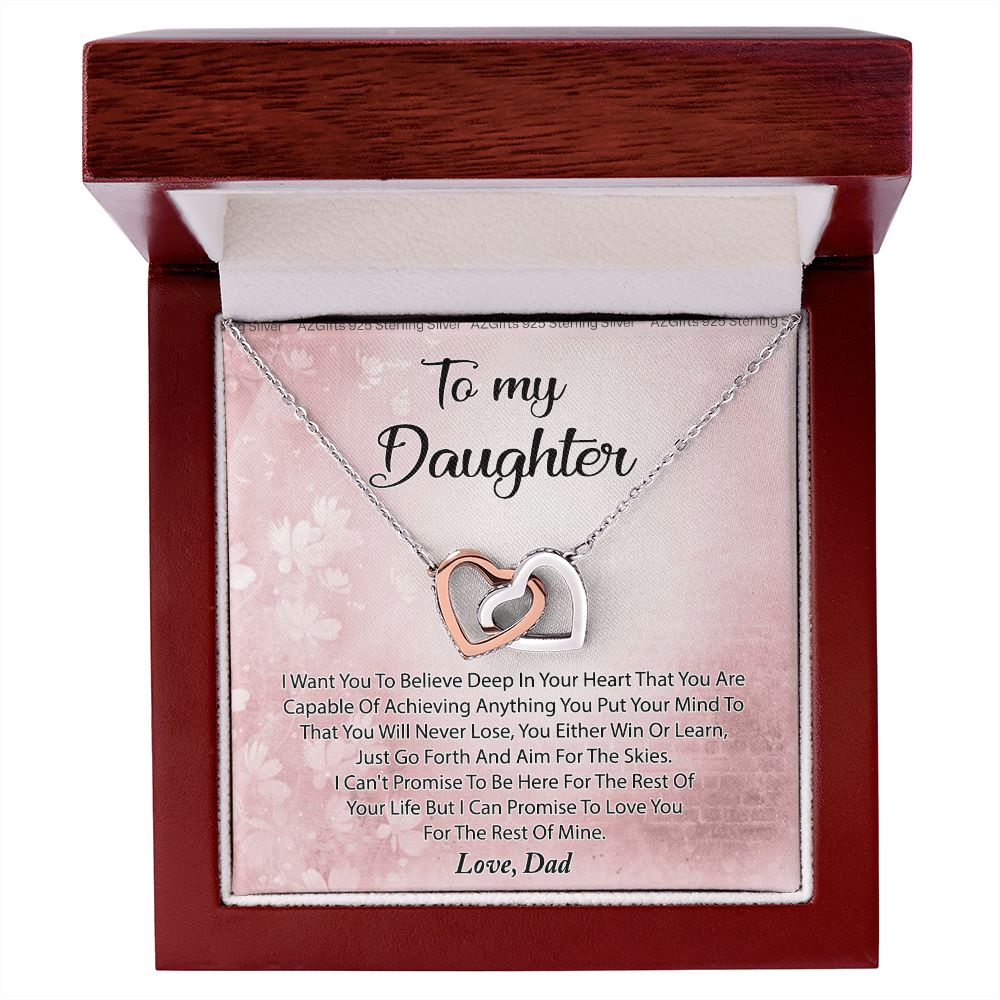 To My Daughter Necklace Gift From Mom I Love You Forever and Always Hearts Necklace For Daughter Present for Birthday Anniversary Christmas Valentine's Day Interlocking Hearts Necklace