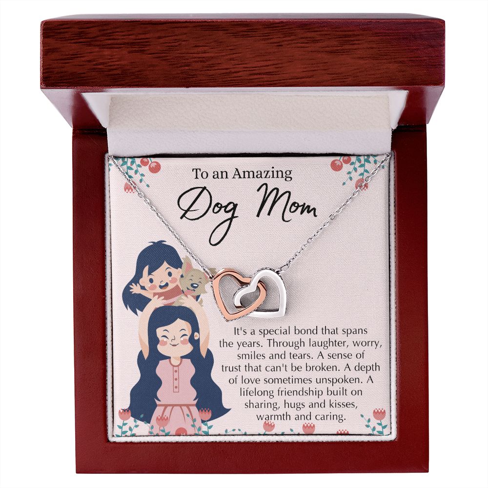 Love Knot Necklace, Dog Mom Gift For Mother's Day, Dog Mom Necklace For Women, Dog Mama Sentimental Gift, Dog Lover Gifts For Her, Unique Interlocking Hearts Necklace