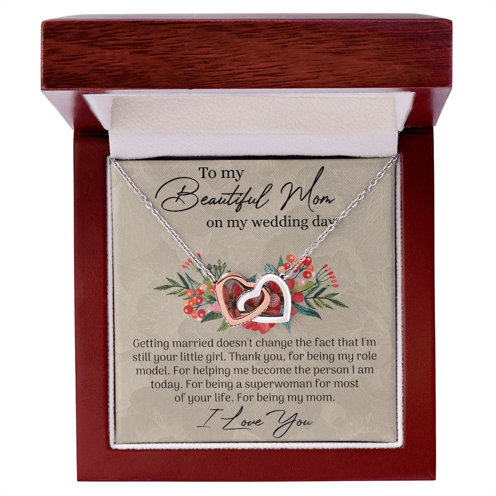 Mom Wedding Gift from Bride, Gift for Mom on Wedding Day, Mother of the Bride Necklace, Wedding Gift for Mom, Bride to Mom Gift Interlocking Hearts Necklace