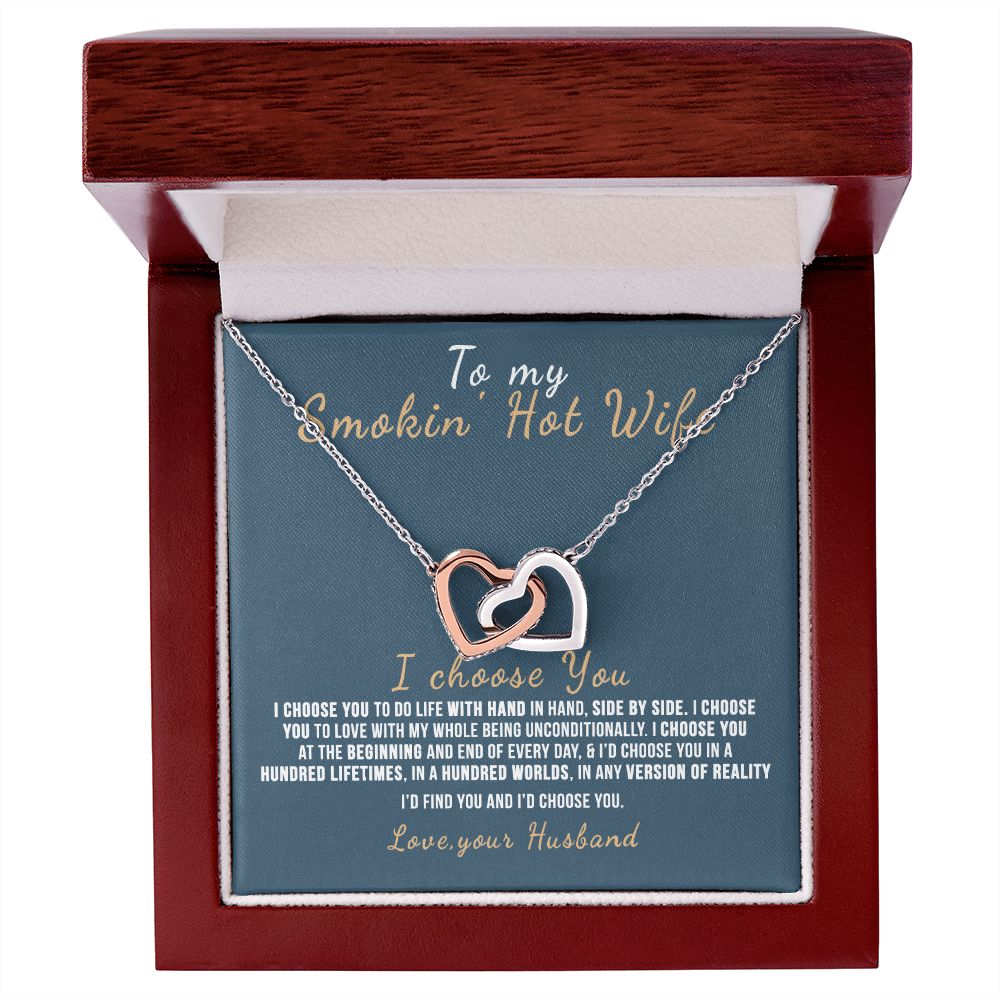 To My Wife Necklace from Husband, Personalized Necklace for Women, Luxury Necklace for Wife from Man Men, Wedding Anniversary Present For Wife, Beautiful Wife Jewelry Christmas Birthday Gift For Wife12 Interlocking Hearts Necklace