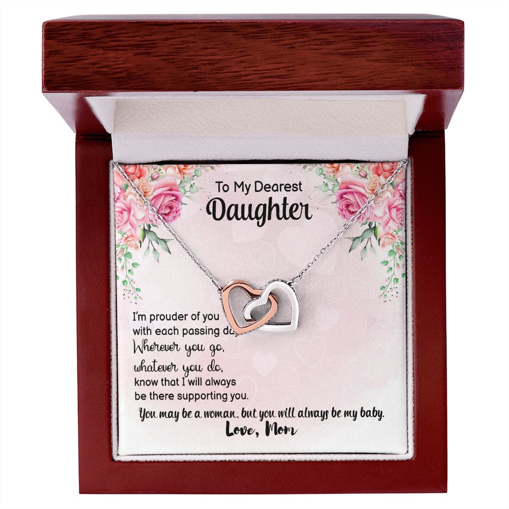 To My Daughter Necklace Gift from Mom, Mother and Daughter Jewelry Necklace for Girls, Mother Daughter Gift Ideas, Jewelry Pendant Necklace Interlocking Hearts Necklace