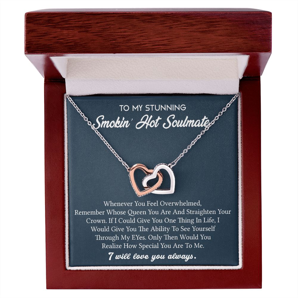To My Soulmate Necklace for Women Birthday Valentines Day Jewelry Gifts For My Wife with Message Card Box Personalized Gift Present Pendant for Future Wife Soulmate Girlfriend Love 5 Interlocking Hearts Necklace