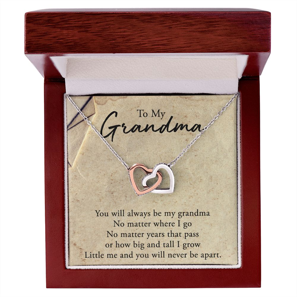 To My Grandma Necklace, Gift for Grandmother Necklace, Mothers Day Gift For Grandma Nana, Grandma Jewelry From Grandchildren GrandKids , Jewelry Box Gift For Grandma Grandmother5 Interlocking Hearts Necklace