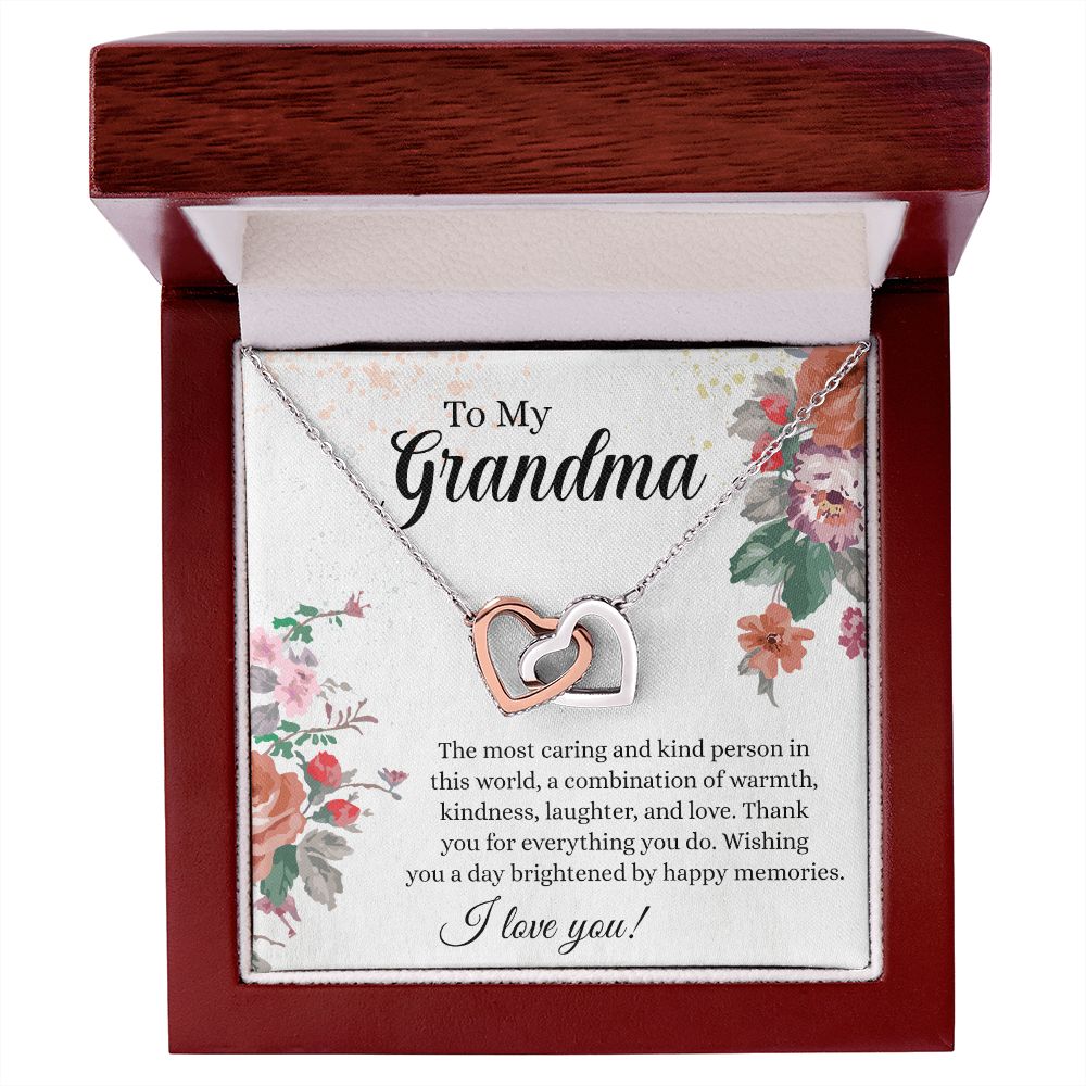 To My Grandma Necklace, Gift for Grandmother Necklace, Mothers Day Gift For Grandma Nana, Grandma Jewelry From Grandchildren GrandKids , Jewelry Box Gift For Grandma Grandmother18 Interlocking Hearts Necklace